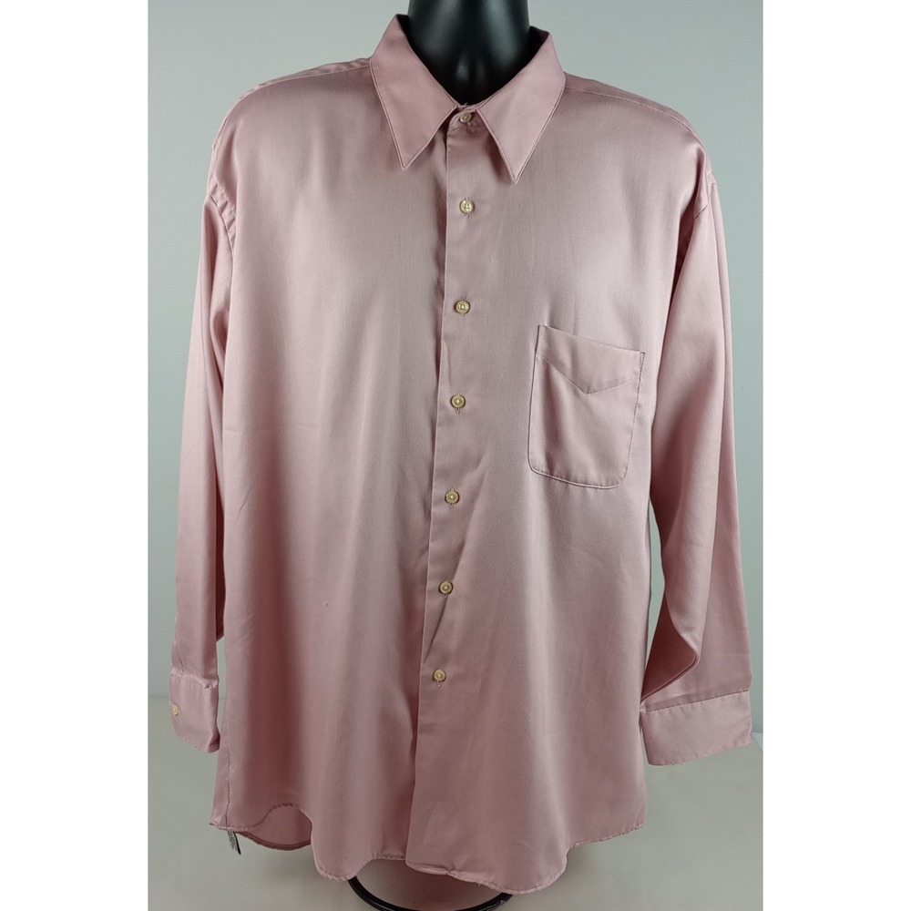 Geoffrey Beene Sateen Mens 2X Lavender Long Sleeve Collar Button Pocket Shirt